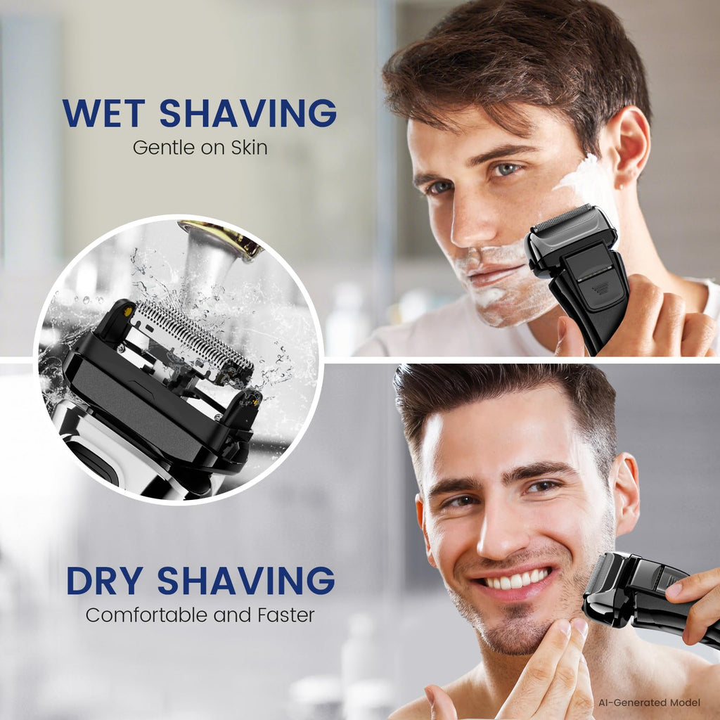 PRITECH Foil Shaver for Men, with Pop-up Trimmer, for Face & Beard