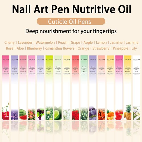 SULLMAR 12pcs Cuticle Oil Pen Sweet Almond Nail Growth Serum and Repair Treatment Hydrating Oil for Dry Cuticles and Skin Cuticle Buddy Revitalize Nails with Radiant Cosmetics' Nail Growth Oil