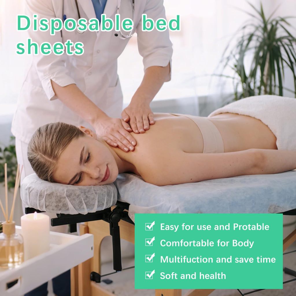 150 Pcs Disposable Massage Table Sheets 31" x 71", Non-Woven Disposable Bed Sheets for Massage Table Cover Breathable SPA Bed Cover for Spa, Massage, Beauty, Tattoos, Travel