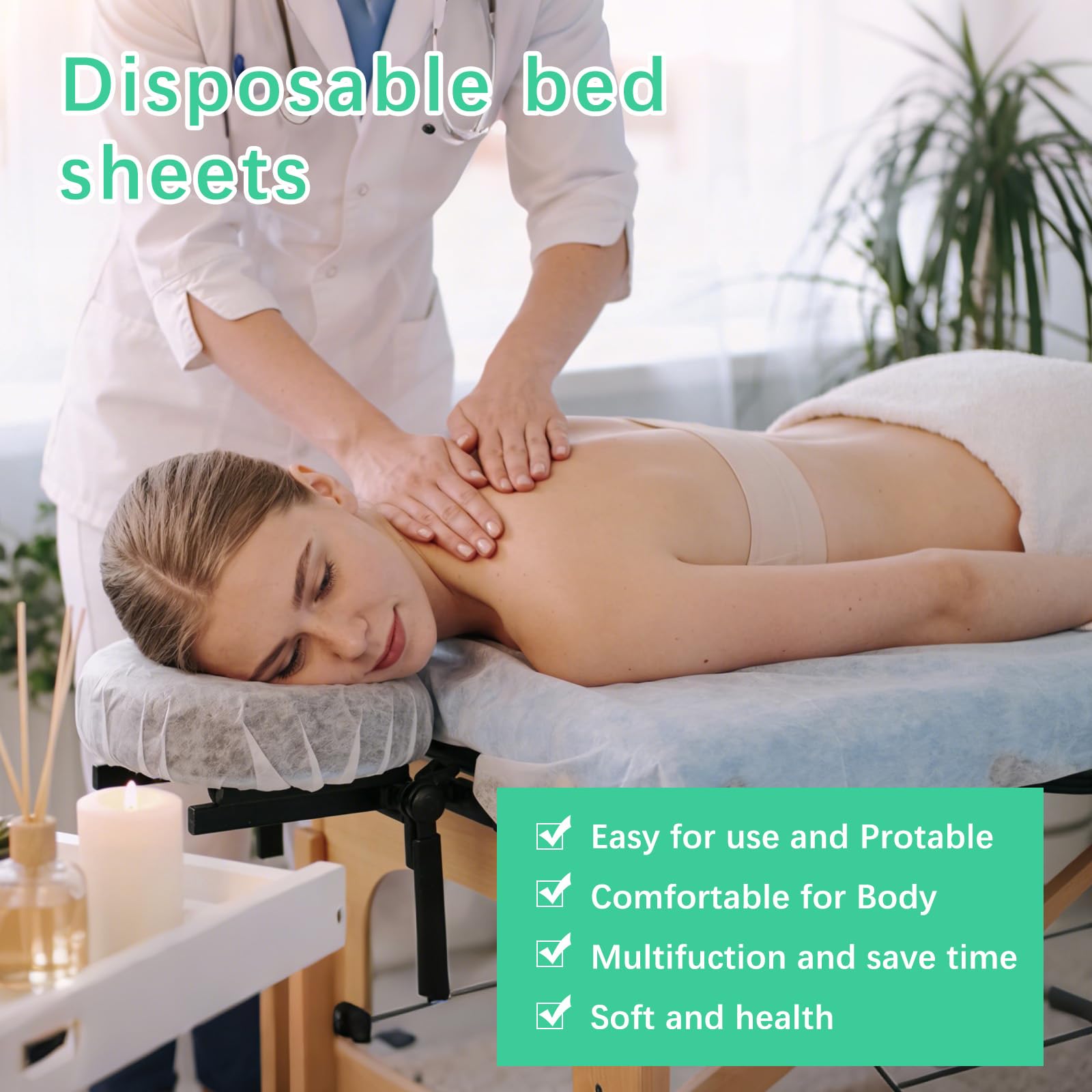 150 Pcs Disposable Massage Table Sheets 31" x 71", Non-Woven Disposable Bed Sheets for Massage Table Cover Breathable SPA Bed Cover for Spa, Massage, Beauty, Tattoos, Travel