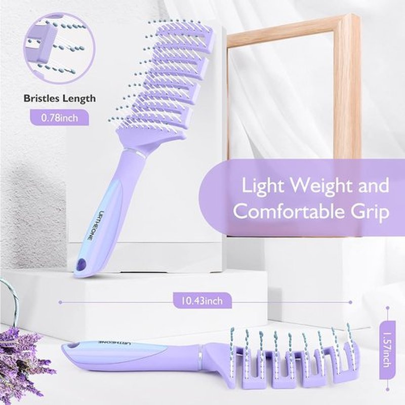 Skiennix Curved Vented Hair Brush - Professional Detangling for All Hair Types | Faster Blow Drying