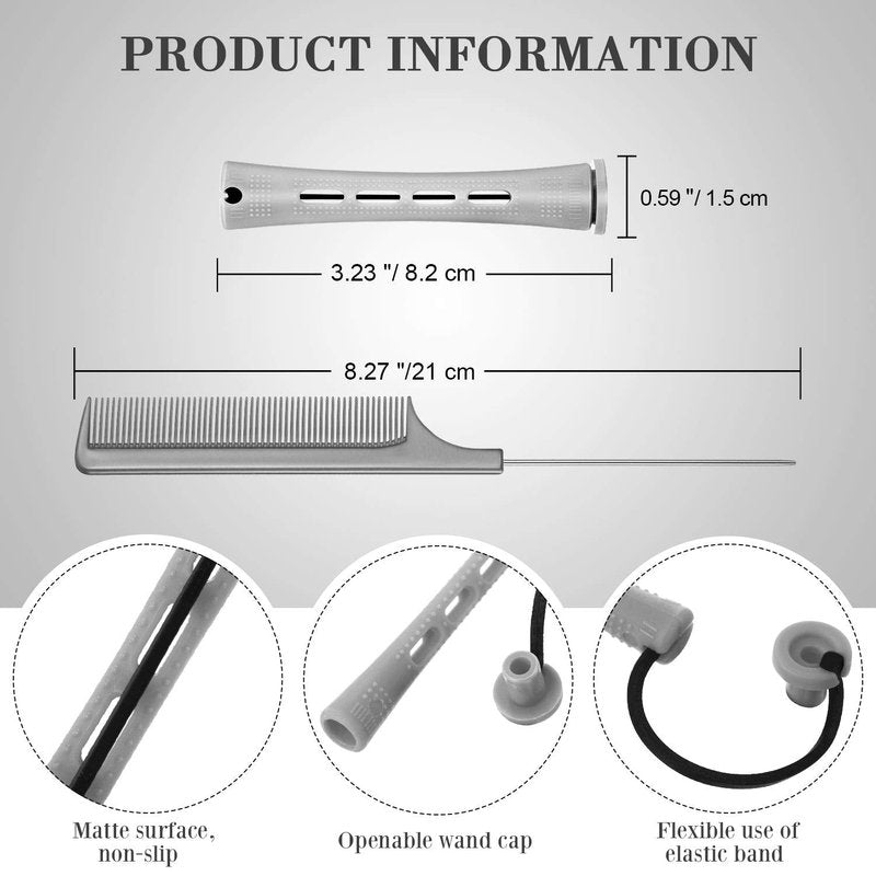 WILLBOND Cold Wave Rods - 36-Piece Hair Perm Rods with Steel Rat Tail Comb for Styling
