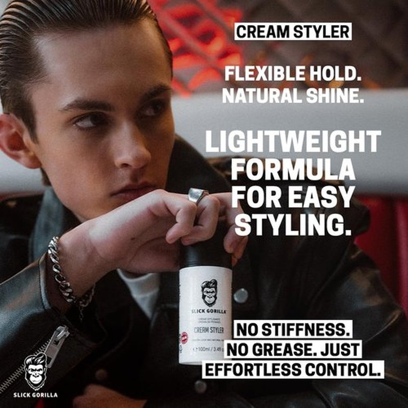 Slick Gorilla Hair Styling Cream - Light Flexible Hold & Frizz Control | 3.38 fl oz (100ml)