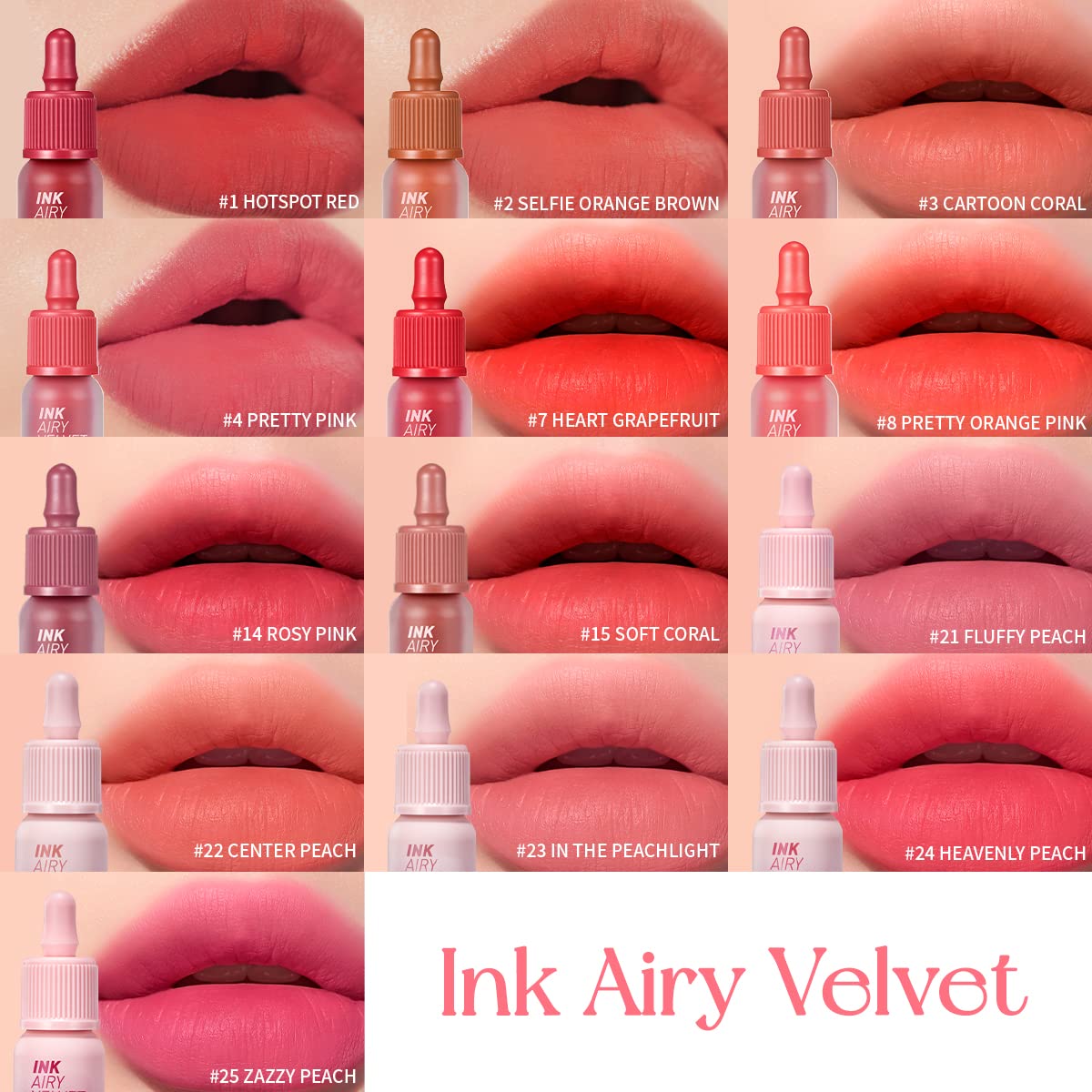 Peripera Ink Airy Velvet Lip Tint | High-Pigmentation, Lightweight, Soft, Moisturizing, Not Animal Tested (23)