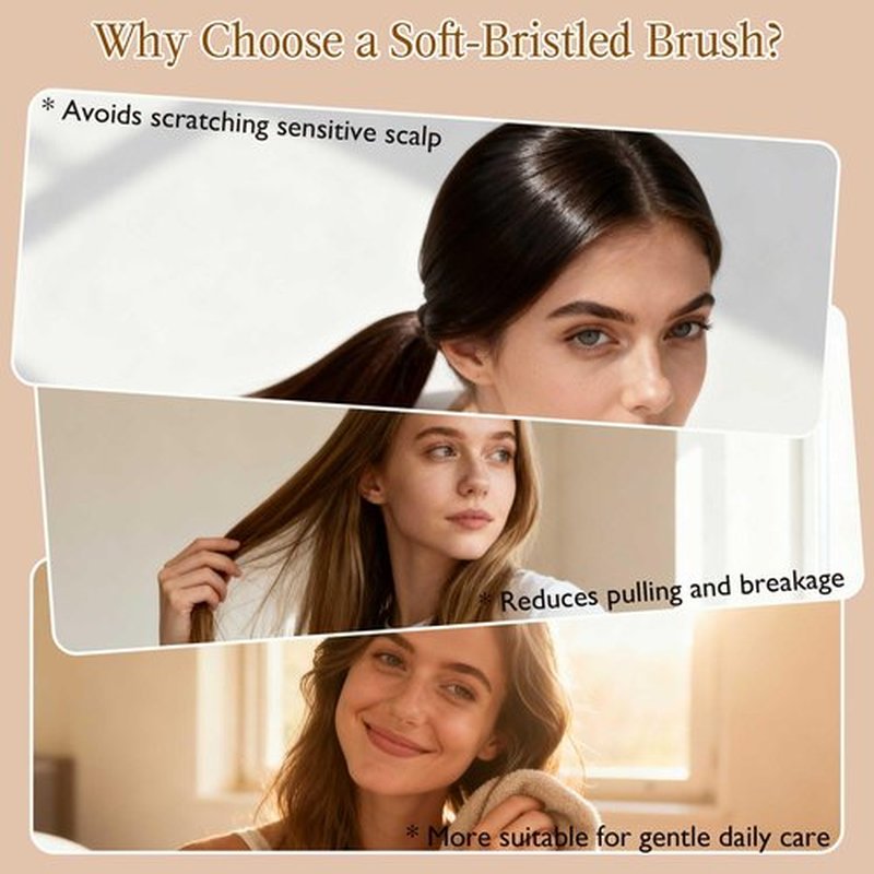 STYLEMATE Boar Bristle Slick Back Hair Brush, Soft Bristle Hair Brush for Thin & Fine Hair, Smoothing Hairbrush for Women Men Kid, Lightweight Sapele Wooden Handle
