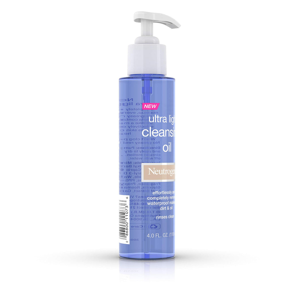 Neutrogena Ultra Light Facial Cleansing Oil & Makeup Remover, Non-Comedogenic Face Oil Cleanser to Remove Dirt, Oil, Makeup & Waterproof Mascara, 4 fl. oz