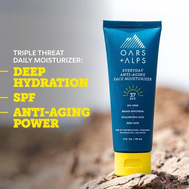 Oars + Alps SPF 37 Sunscreen - Anti-Aging Face Moisturizer with Hyaluronic Acid | Lightweight & Hydrating