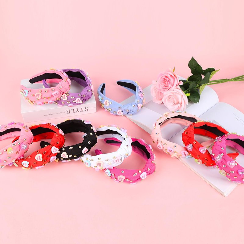 Valentines Headbands for Women Teen Girls, Gradient Heart Headband, Valentines Day Gifts for Her Teacher Daughter Wife Mom, Valentine Hair Accessories to Match Outfit Clothes Shirts Dress (Pink)