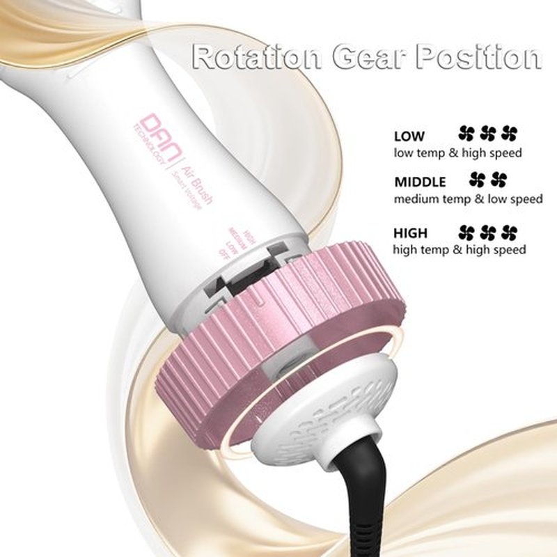 DAN Auto Dual Voltage Hair Dryer Brush(100V-240V),Travel Hair Dryer Brush with Multi-Function Plug Adapter,One Step Blow Dryer Brush and Styler Volumizer