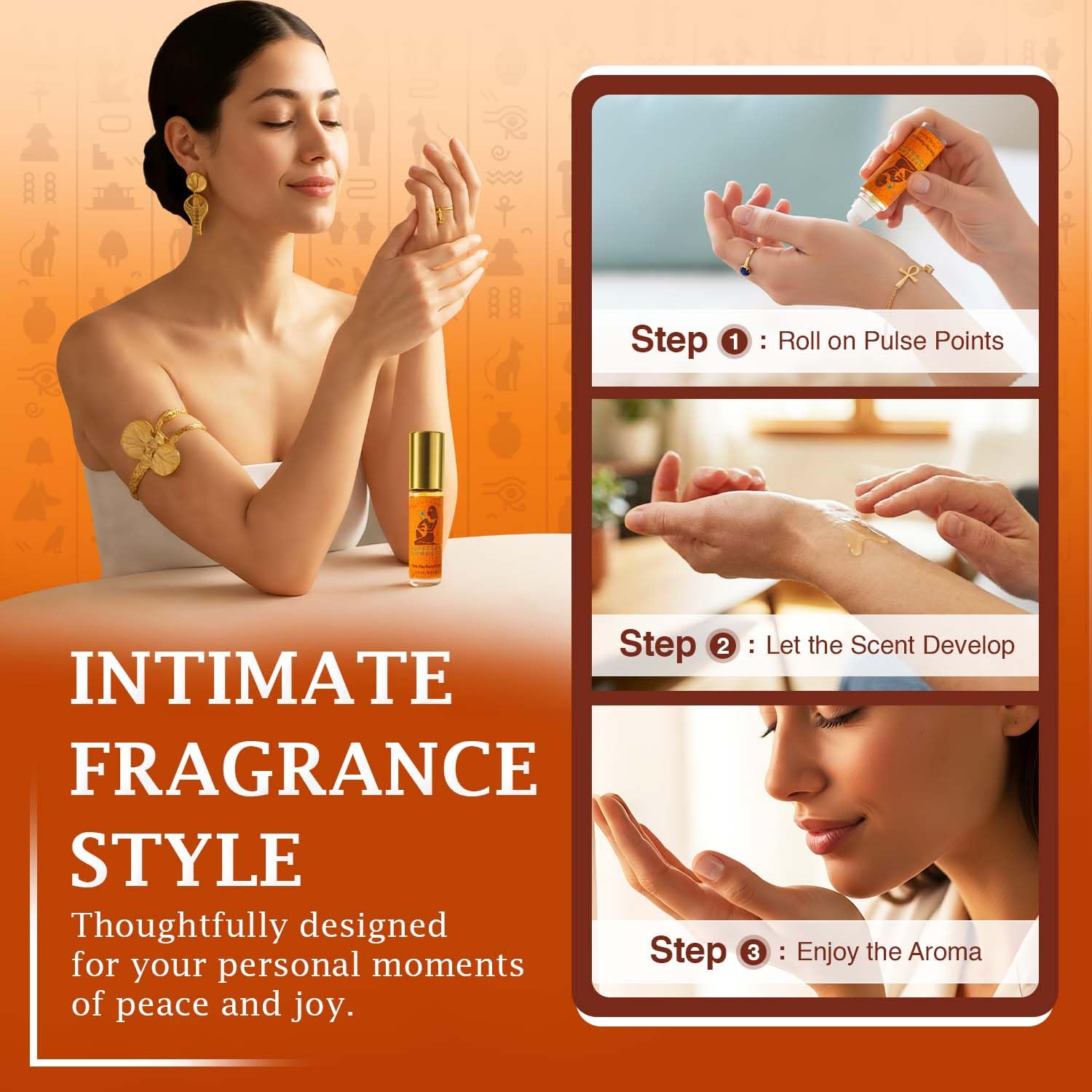 NEXTGRADE Egyptian Goddess Roll-on Perfume Oil - Long-Lasting Cruelty-Free Alcohol-Free Gentle on Skin - Ideal for Daily Use and Travel (2 Pack)