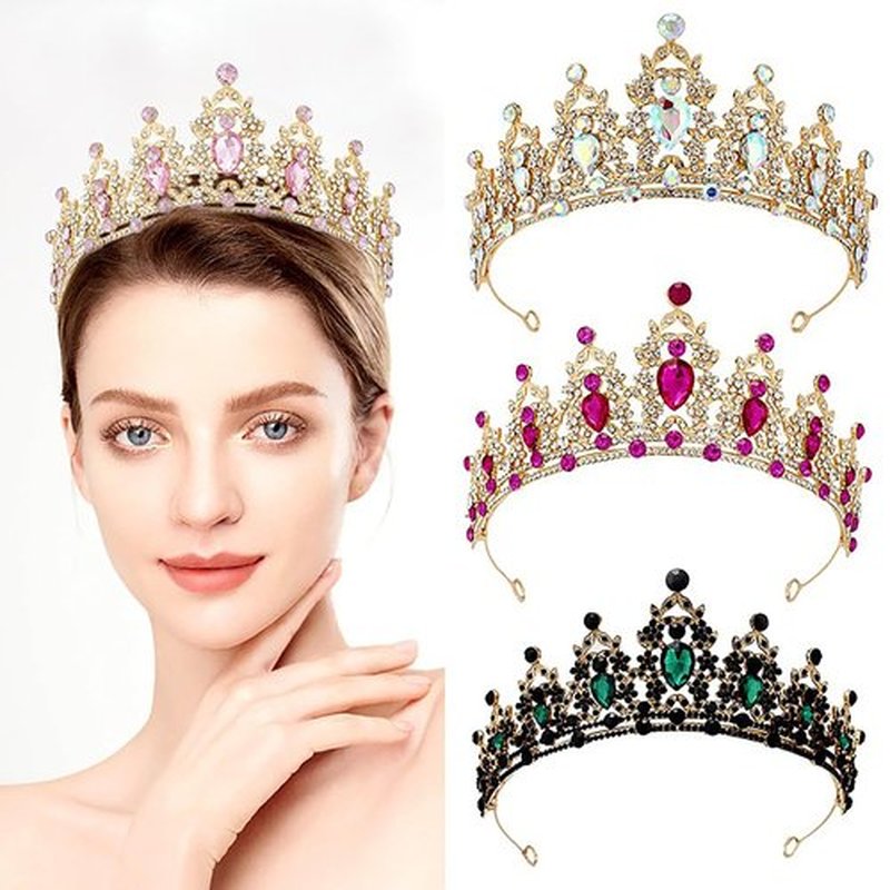 Tiara for Women, Crown and Tiara for Girl Princess, Bride Wedding Happy Birthday Halloween Cosplay Hair Accessories Decorations (Gold)
