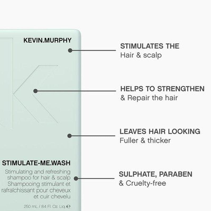 KEVIN.MURPHY STIMULATE-ME.WASH - Clarifying Shampoo for Hair & Scalp - For All Types - Stimulates Hair - Strengthening - Cruelty Free Shampoo - 250 mL / 8.4 fl oz (Pack of 2)
