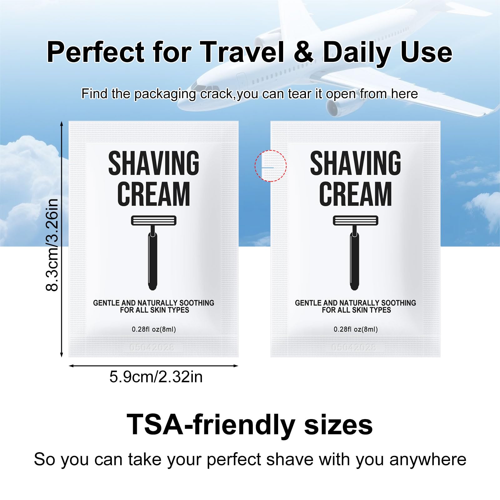 Travel Shaving Cream Bulk for Men 8ml/0.28fl oz,Disposable Shaving Cream in Bulk Individual Travel Shave Cream for Hotel Homeless Charity Home Nursing(Unscented,Pack of 200)