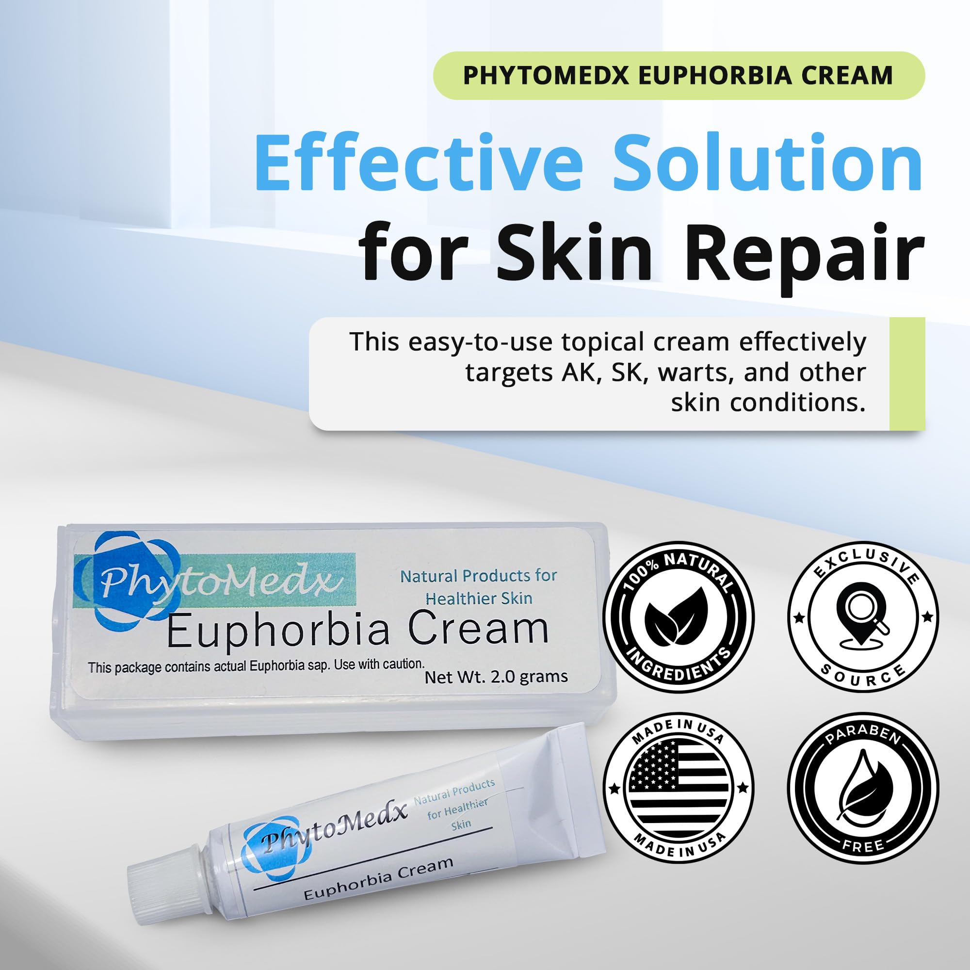 PhytoMedx - Euphorbia Cream, Radium Weed, Exclusive Source of Euphorbia Sap formulated into an Easy-to-Use Skin Care Spot Cream for Sun-Damaged Skin, 2.0 g
