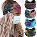 Olbye Wide Tie Dye Headband, Button Headbands for Mask, Non Slip Hairbands for Women, 4Pcs