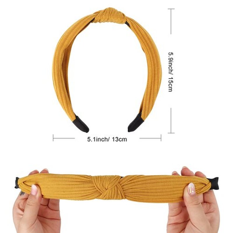 AQOKKA Knotted Headbands for Women Girls Non Slip Boho Wide Top Knot Turban Hairbands Fashion Ribbing Head Wraps Hair Bands Accessories