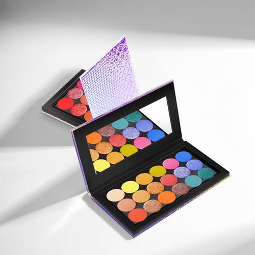 2 Packs Magnetic Makeup Palette Empty with Spatula and Metal Stickers, 18-pan and 9-pan Empty Eyeshadow Palette for Travel, DIY(Fish Scales)