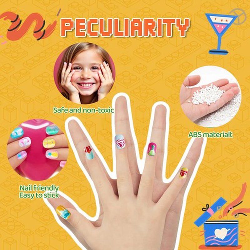 240Pcs Kids False Nail with Glue Children Girls Press on short Nails Long lasting Quick Stick on Cute Pre Glue Full Cover Acrylic Nail Kit for Girls Kids Gift DIY Nail Art Decor (Starry Unicorn）