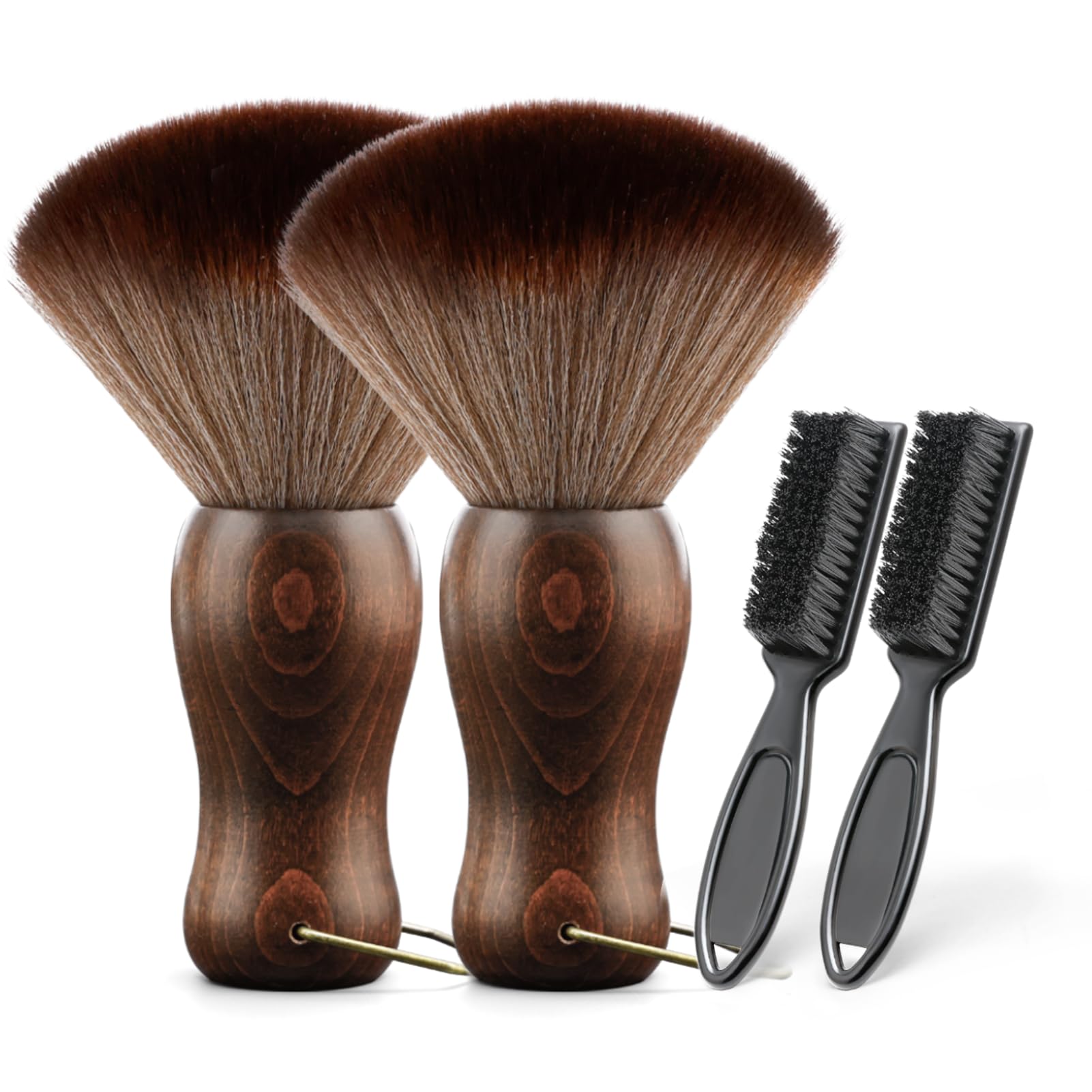 Barber Neck Duster Brush Wood Handle with Hook for Hair Cutting… (2pc)