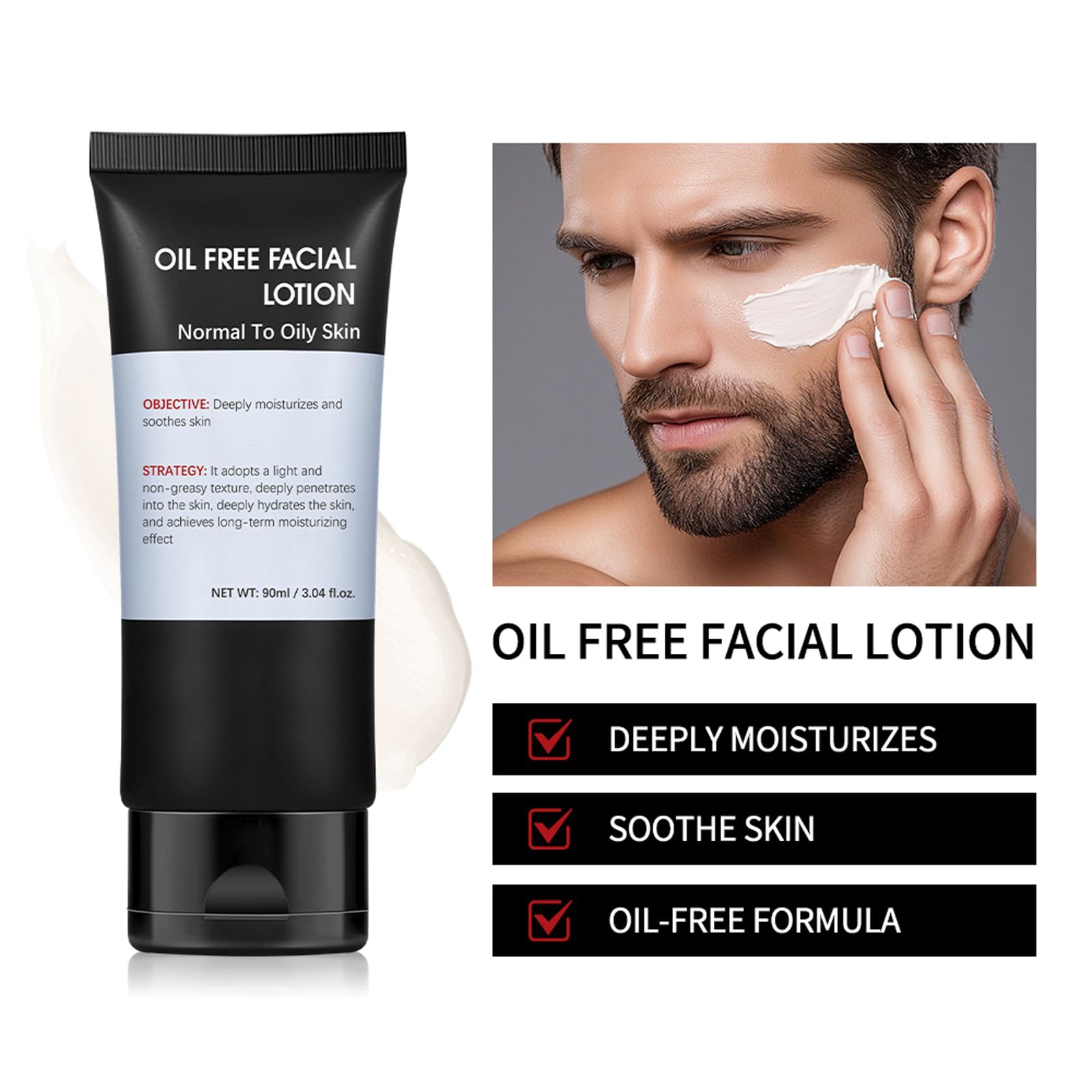 Easilydays Men's Face Moisturizer Cream, Deeply Moisturing & Wrinkle, Refrshing, Soothing, Firming, Geinger Extract, Aloe Vera, Oil Free Age Facial Skin Care, Day & Night Moisturizing, 3.04 Fl Oz