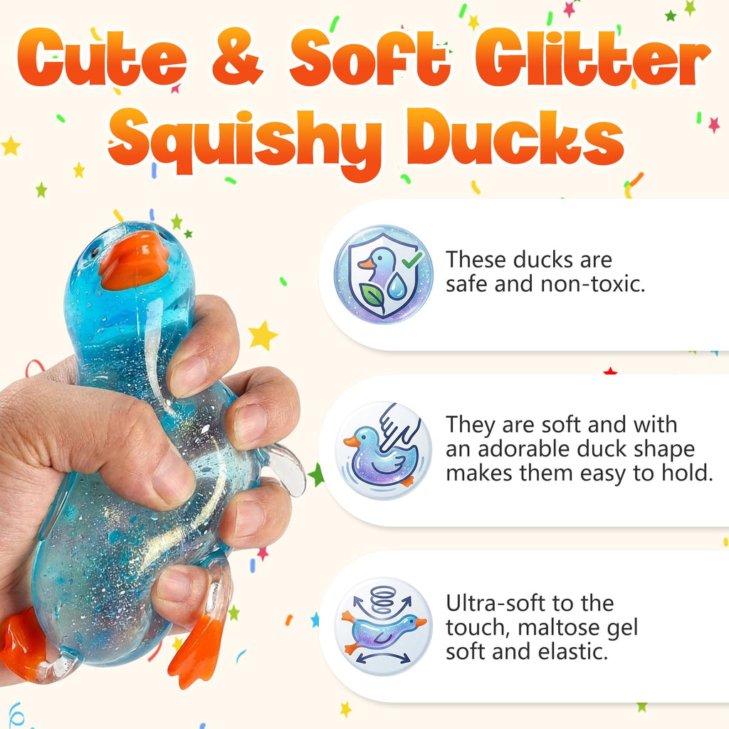 Cute Duck Squishy Sugar Stress Ball,Soft Duck Stress Relief Slow Rise Relaxing Sensory Fidget Toy for Anxiety Relief, Suitable for Adult use in Offices and Homes(Yellow)