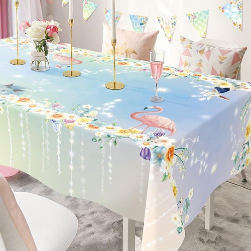 Cheerland Floral Tablecloth - 9x5 ft Alice in Wonderland Theme for Easter & Birthday Celebrations
