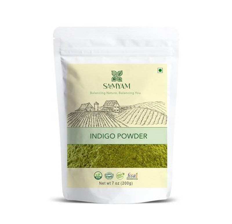 SAMYAM Natural Indigo Powder - 200g (7 oz) | Natural Hair Dye, Chemical and PPD Free