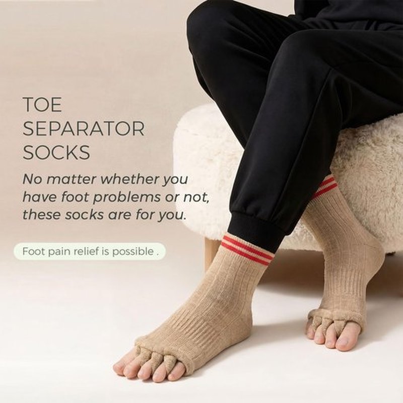 burning barefoot Toe Separator Socks,Foot Alignment Sock for Health Care, Pain Relief, Bunion Corrector, Breathable Toe Socks