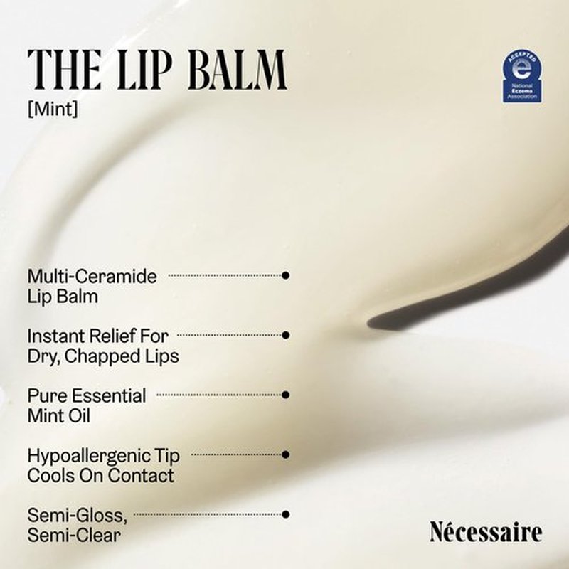 Nécessaire The Lip Balm | Hydrating Hyaluronic Acid Lip Balm for Women and Men, Mint Oil with Niacinamide + Essential Ceramides. Non-Comedogenic Lip Balm for Dry Lips – 15 ml / 0.5 fl oz