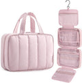 BAGSMART Travel Toiletry Bag - Portable Waterproof Makeup Organizer with Hanging Hook | Pink