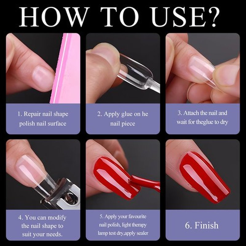 LuckyAttic 600pc Medium Square Fake Nails Clear Press on Nails Medium Gel Nail Tips Square Full Cover False Nail Artificial Fingernail Clear Soft Gel Nail Tip for Acrylic Nail Extension