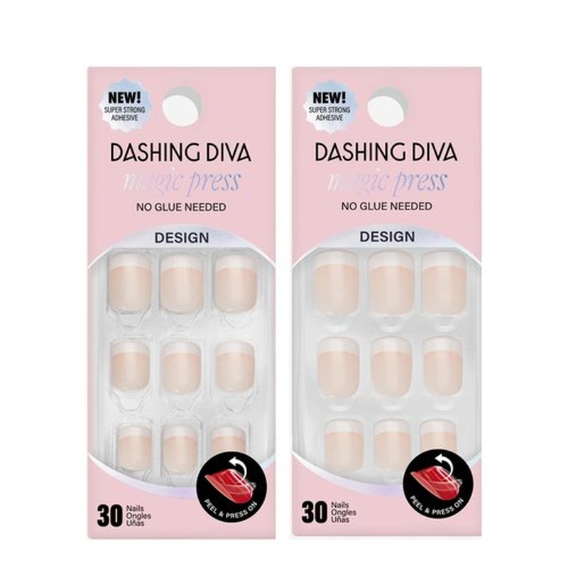 Dashing Diva Magic Press Nail Bundle - French Collection - Square Press On Nails - Day to Night & Homecoming - Long Lasting Gel - Lasts Up to 7 Days - 2 Sets