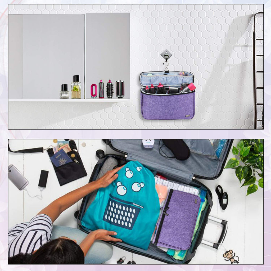 Teamoy Travel Storage Bag Compatible with Dyson Airwrap Styler, Portable Travel Organizer for Airwrap Styler and Accessories, Top-Opened, Purple