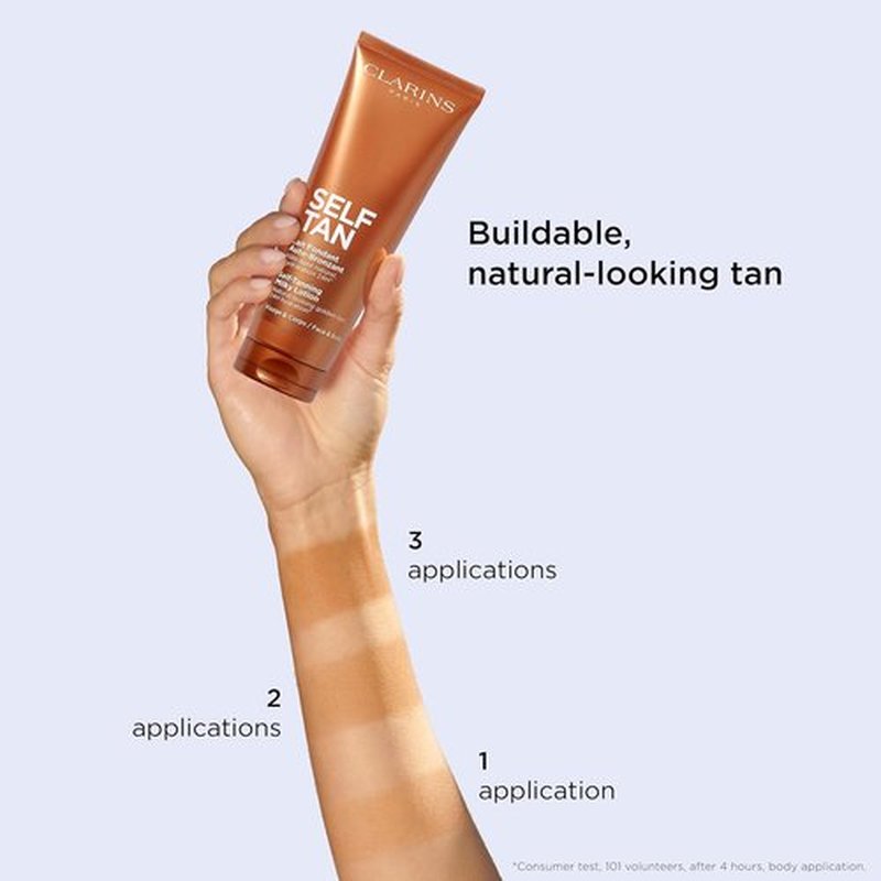 Clarins Self-Tanning Milky Lotion - Buildable, Streak-Free Tanner for Face & Body | Natural Sun-Kissed Glow | 4.5 Ounces