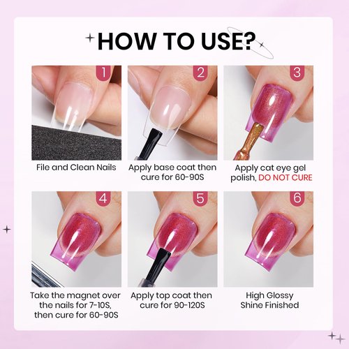 SUPWEE Magnetic Nail Polish Gel, 12 Colors Cat Eye Gel Nail Polish Set with Magnet, High Glossy, UV Lamp Cure, Vegan, Non Toxic, Long Lasting, 0.24fl oz