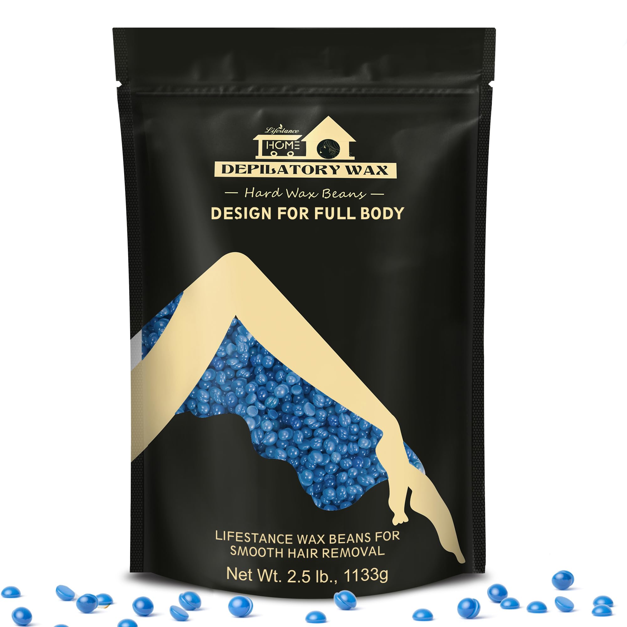 Lifestance 2.5lb Wax Beads Kit, Chamomile Hard Wax Beans For Hair Removal Brazilian Bikini Face, Painless Waxing for Fine Coarse Hair Women Men Large Refill for Wax Warmers at Home