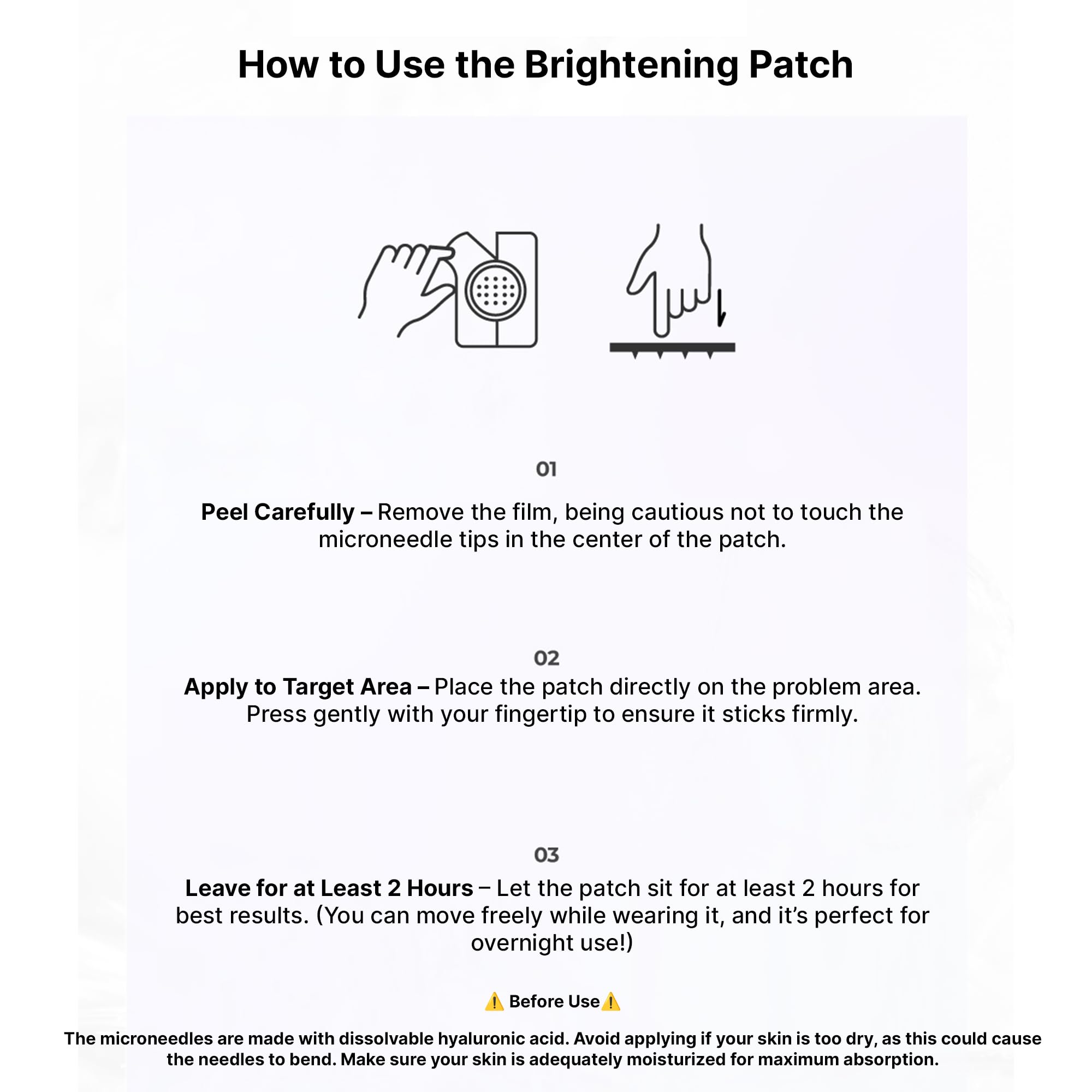 HUECALM Niacin Vita C Snow Patch - Fast Dark Spot Removal, Gentle & Effective Whitening Patch, High Adhesion & Long-Lasting Results, Dermatologically Tested, Korean Skincare