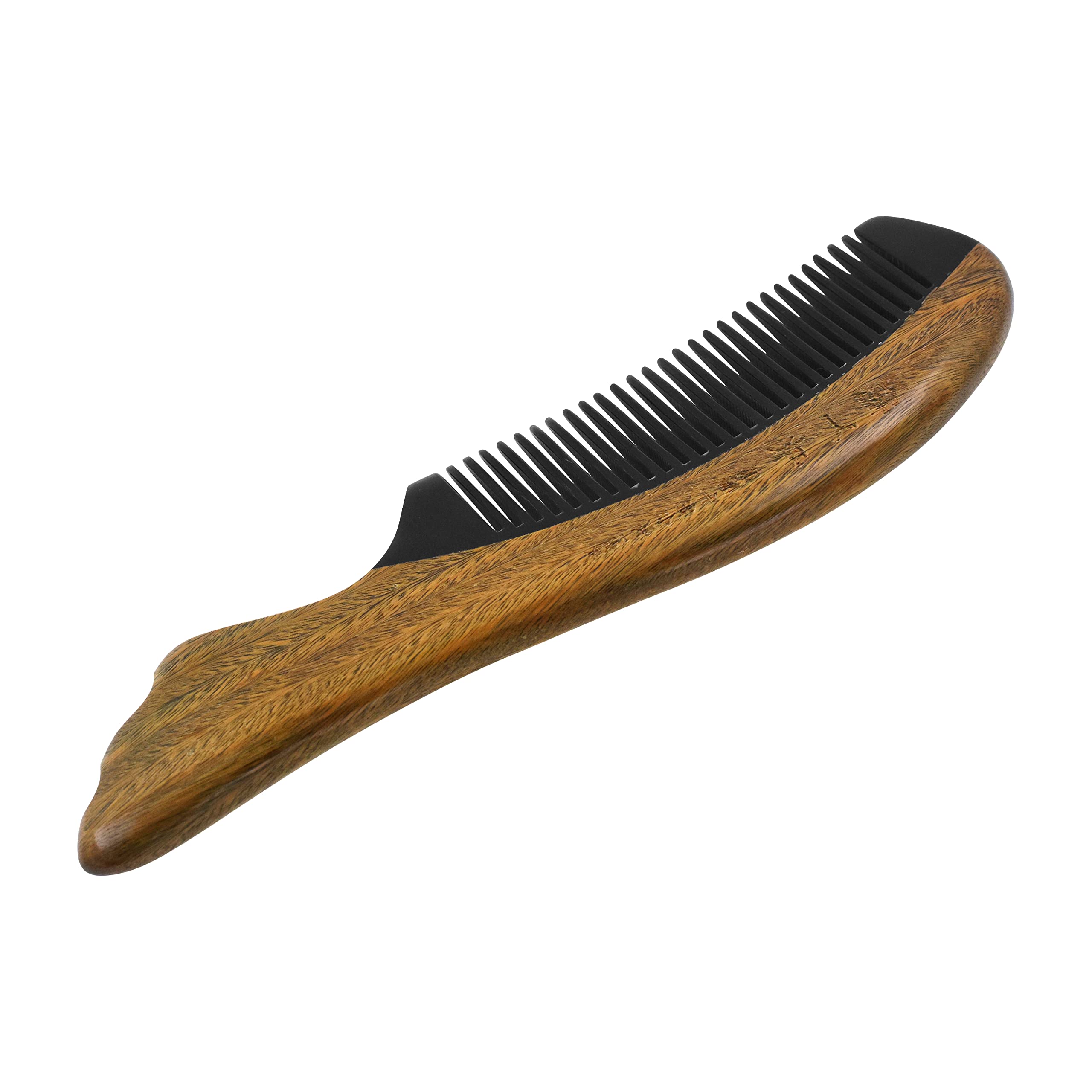 Mandala Crafts Wooden Comb – Green Sandalwood Horn Static-Reducing Design Wood Comb – Wooden Wide Tooth Hair Comb for Men Women Straight Curly Hair Detangling Beard