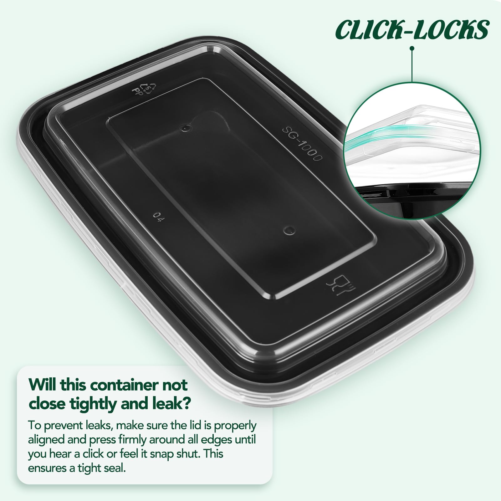 Glotoch Express Meal Prep Containers with Lids 32oz 100 Pack (200 Piece)