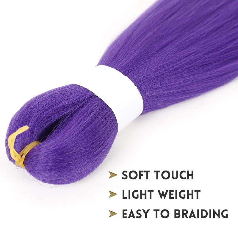 Xcrayto Long Purple Braiding Hair Pre Stretched 26Inch Synthetic DIY Braiding Hair Extensions For Braids 2 packs Purple Rumi Hair Extensions For Stage Party Halloween Costume Cosplay