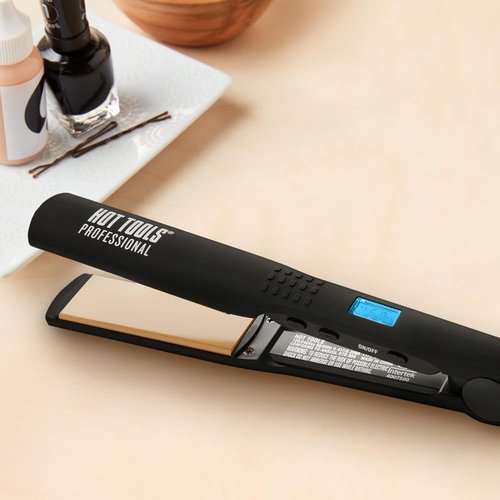 Hot Tools Pro Artist Nano Ceramic Flat Iron - Wide Plate for Quick Styling (1-1/4 Inch)