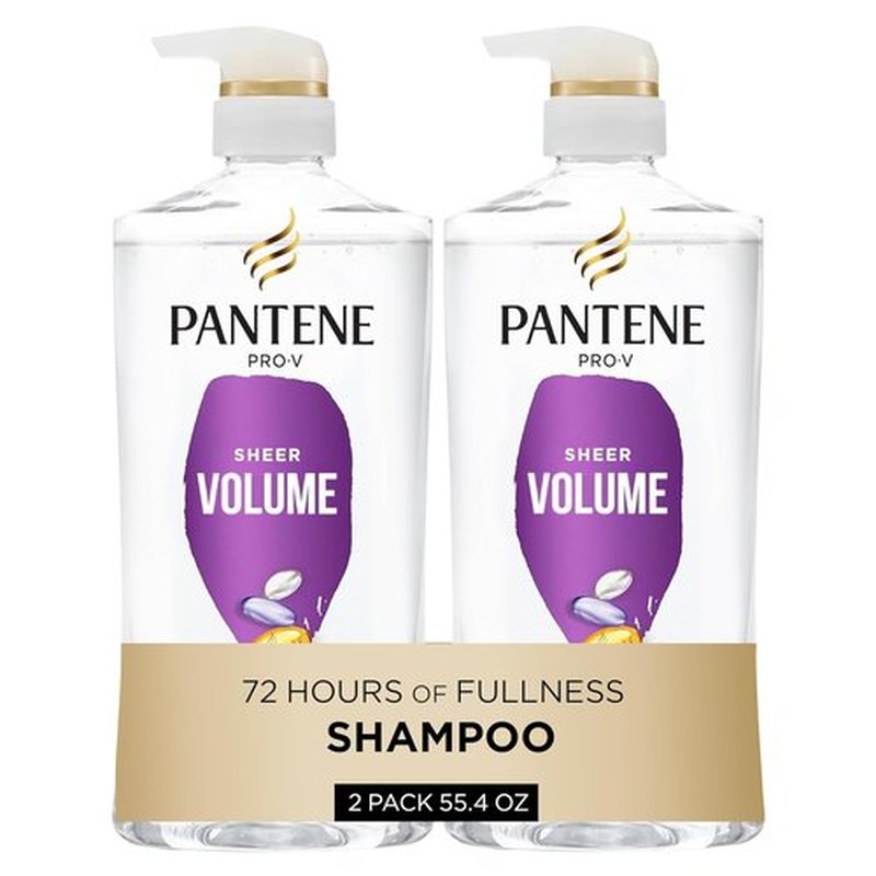 Pantene Sheer Volume Shampoo - Lightweight Nourishment for Fine, Color-Treated Hair | 27.7 Oz Each, 2-Pack + Miracle Rescue Shot (0.5 Oz)