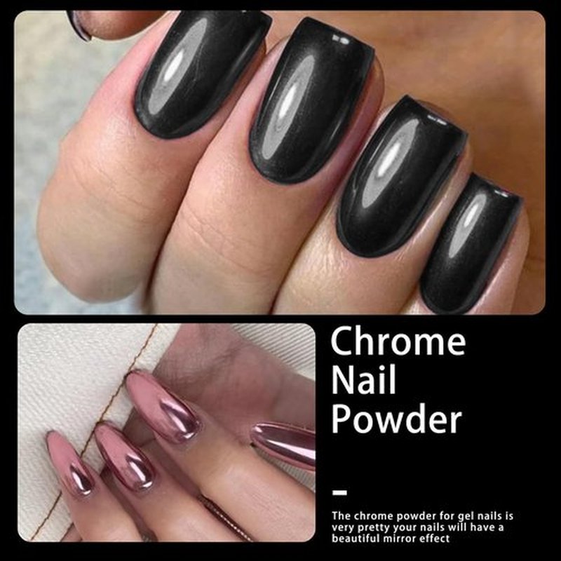16 Colors Chrome Nail Powder kit, Gold Silver Red Black Brown Metalic Christmas Mirror Effect Chrome Powder Pigments for Nails Decoration for DIY (Colorful, M)