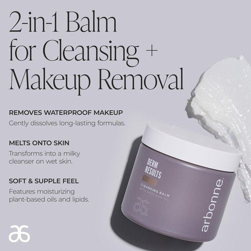 Arbonne DermResults Advanced Cleansing Balm with Avocado Oil Gentle Makeup Remover Balm for Face – Waterproof Makeup Remover – Moisturizing Cleanser for All Skin Types – 3.1 oz (90 g)