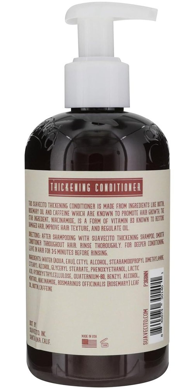 Suavecito Hair Thickening Conditioner - Niacinamide & Biotin Formula for Thinning Hair - Repairs Damage & Fights Hair Loss