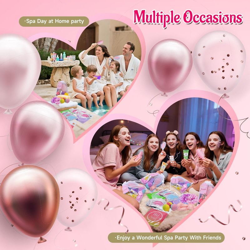 VESPRO 110PCS Spa Party Supplies for Girls, Spa Day Kit Include Face Masks Skincare, Hand Cream, Lip Balm, Under Eye Patches, Mini Hair Brush, Spa Birthday Sleepover Party Supplies for Teen Girls