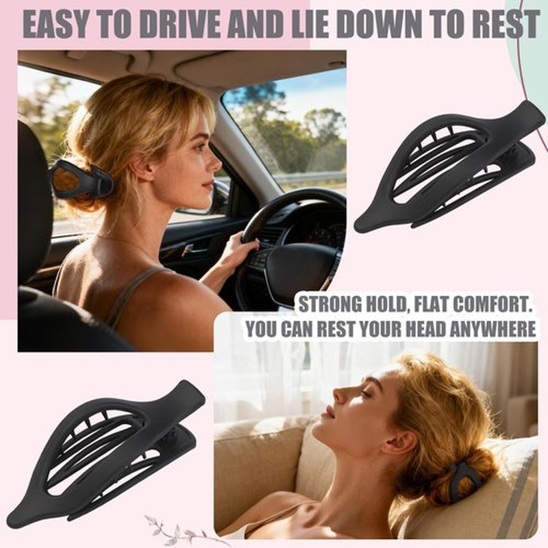 CHANDAT Flat Hair Clip 6 pcs Lay Down Claw Clips Hair Accessories for Women (Black)