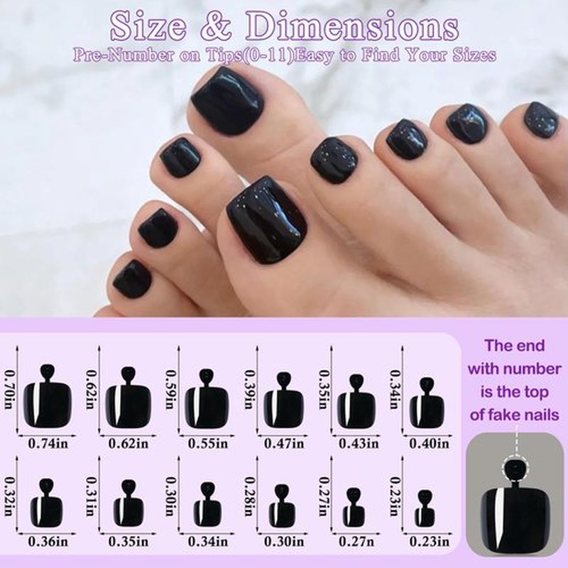 LuckForever 576pc Press on Toenails Women Toe Fake Nail with Adhesive Tab, Gel Fake Toenails Press ons Nails Short Square Glue on Toenail Acrylic Toes Nails False Presson Stick Toenail for Feet