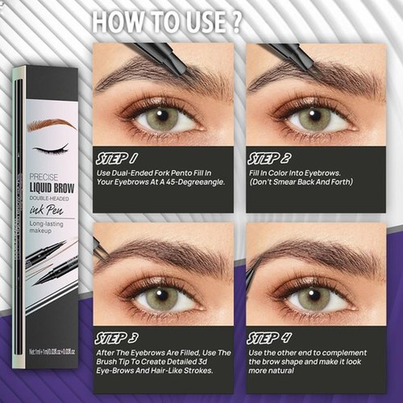 3PCS Microblading Eyebrow Pen Set, 2-in-1 Waterproof Eyebrow Pencil with Dual-Ended 2-Fork-Tips and Precision Brush, 3 Shades (Brown/Light Brown/Dark Brown)