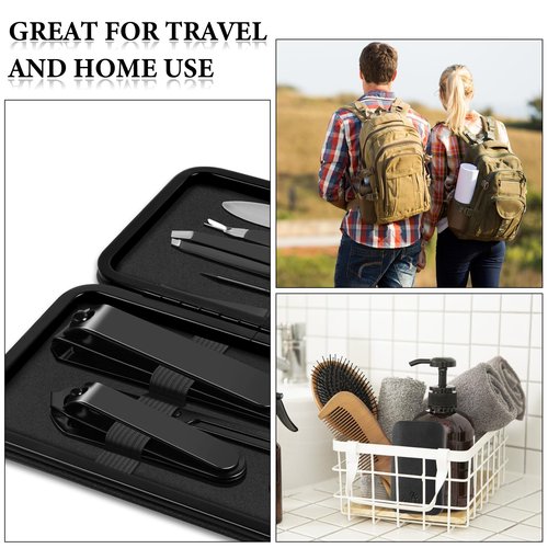 Manicure Set 8pcs Professional Nail Clippers Kit Pedicure Care Tools-Stainless Steel Grooming Tools for Travel (Black)